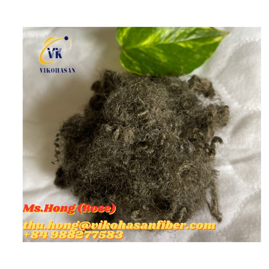 100% PET Fiber Cheapest Price 15D*51mm Brown Hollow Silicon Vietnam Fiber Good Quality Cover by GRS for Home Textile